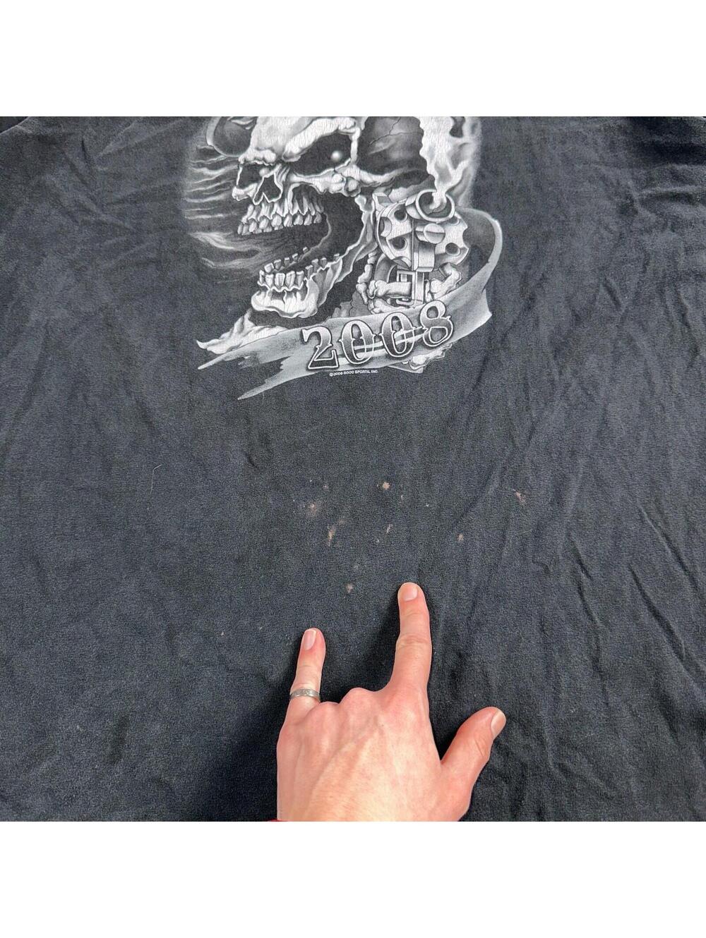 Sturgis Y2K Skulls Long Sleeve VTG T Shirt Biker Motorcycle 2008 Black Grunge - Picture 5 of 12